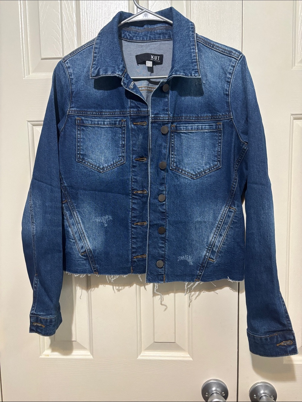 Kut from the Kloth Blue Distressed Denim Jacket